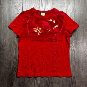 Vintage Lilo and Stitch Y2k T Shirt Womens Small Baby Tee Red Disney